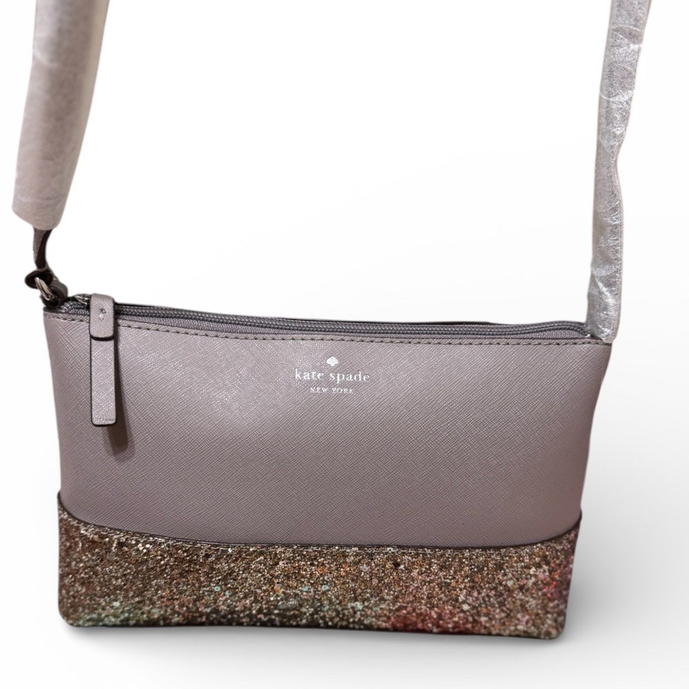 kate spade Glitter Trim Crossbody Bag in Taupe